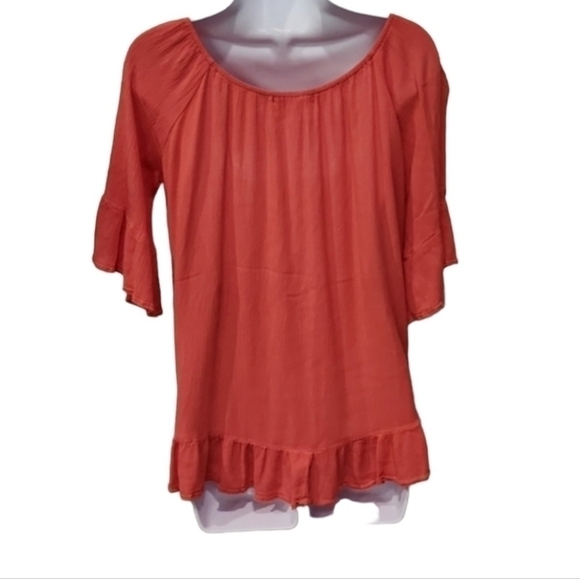 stem & Vine Crepe Ruffle Scoop Neck Top - Picture 2 of 4